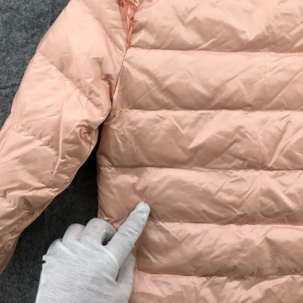Girls 5T‎ (110) Down Puffer Jacket Pink Quilted Snap Button Popeye Olive Print